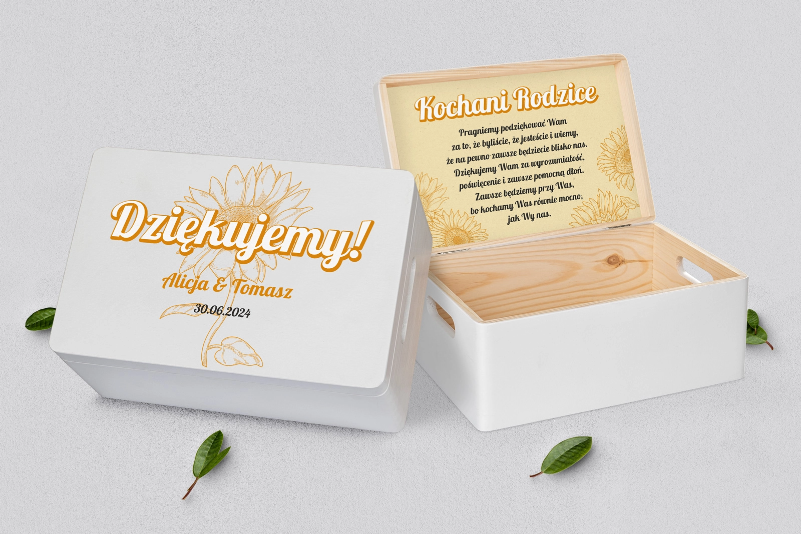Skrzyneczka dla Rodziców - biała Sunflowers Motyw 1