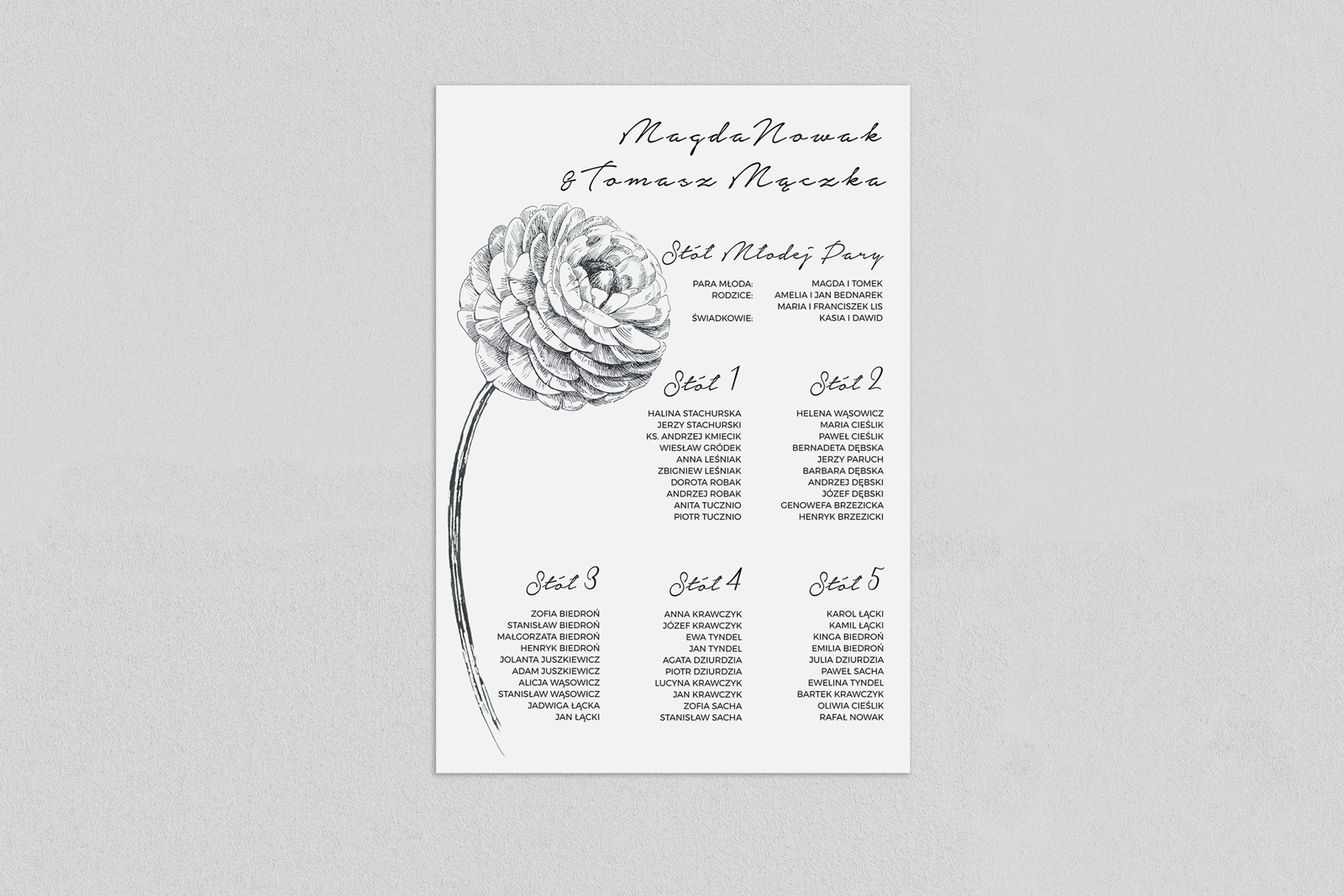 Plan stołów weselnych Elia - Motyw 2