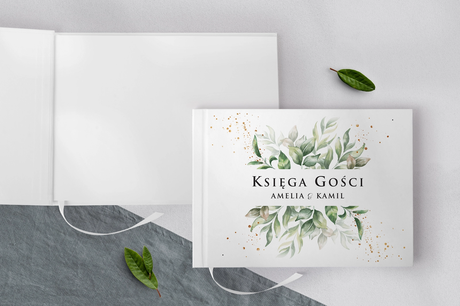 Księga Gości Weselnych Leaves Motyw 1
