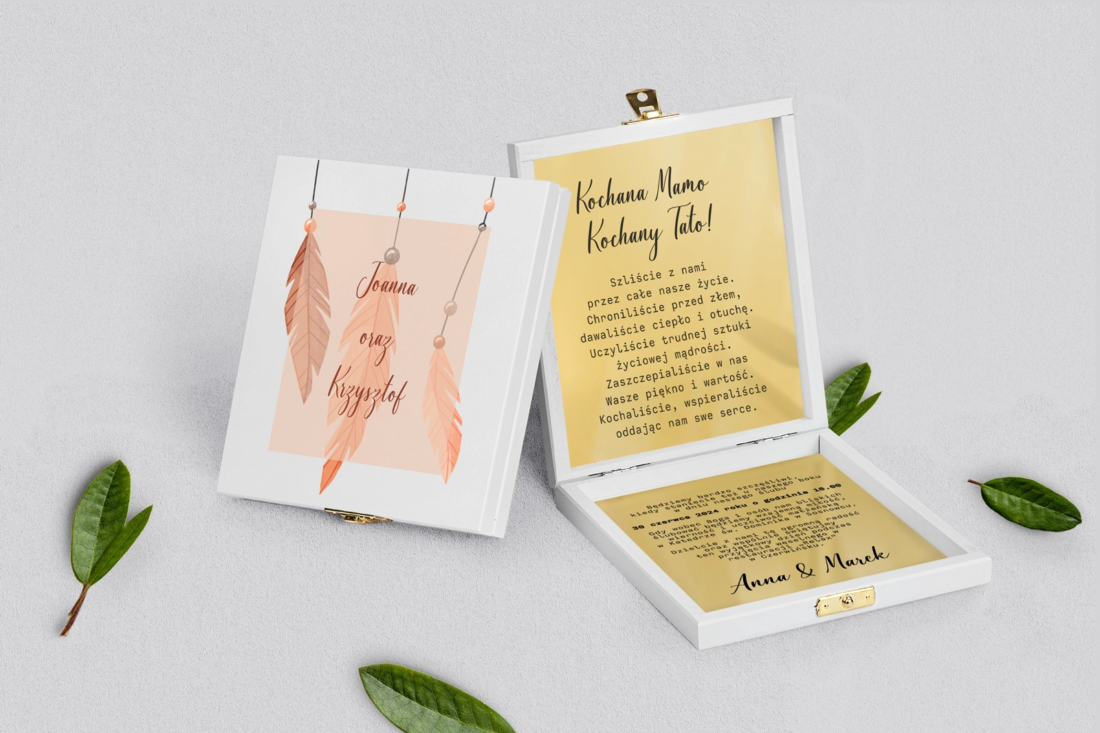 Zaproszenie dla Rodziców - białe Butterflies - Motyw 1