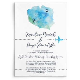 Zaproszenia ślubne Mapa - Motyw 3