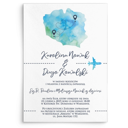 Zaproszenia ślubne Mapa - Motyw 3